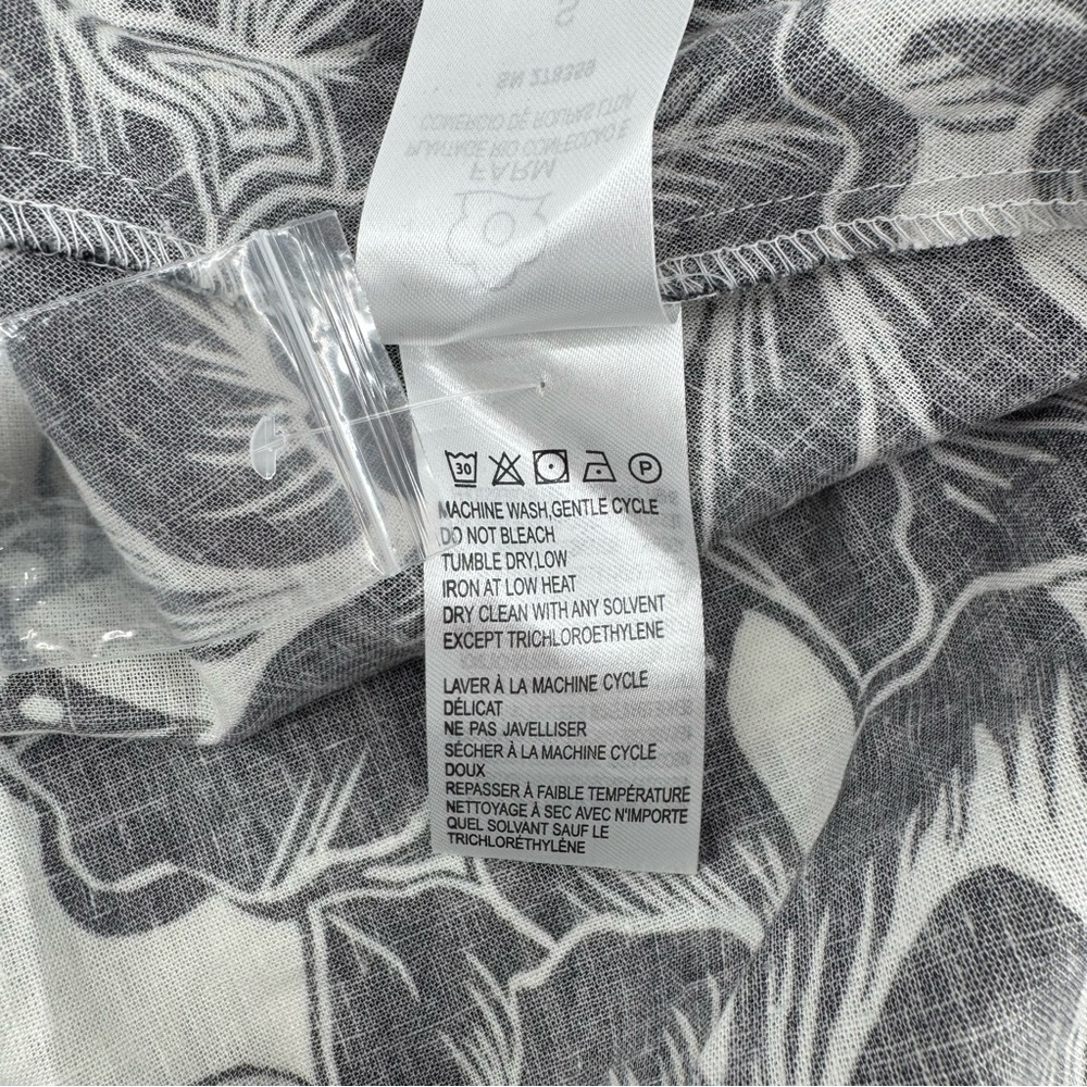 Anthropologie Farm Rio linen Puff-Sleeve Mini Dress adjustable waist Sz S NWT - Picture 11 of 13